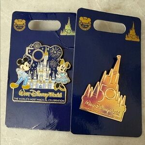 Disney 50th Celebration Pin Set - Blue and Gold